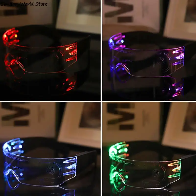 LED Luminous Colorful Sunglasses Modern Punk Goggle Men Women Halloween Christmas Glowing Decorative Glasses Cosplay Party Prop