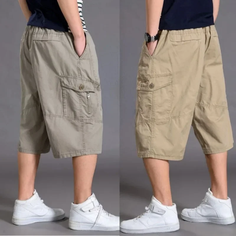 Mens Summer Oversize Fat Cotton Shorts Cargo Short Men Casual Plus Size Cropped Trouser Sport Tactical Baggy Pants Loose 5XL 6XL