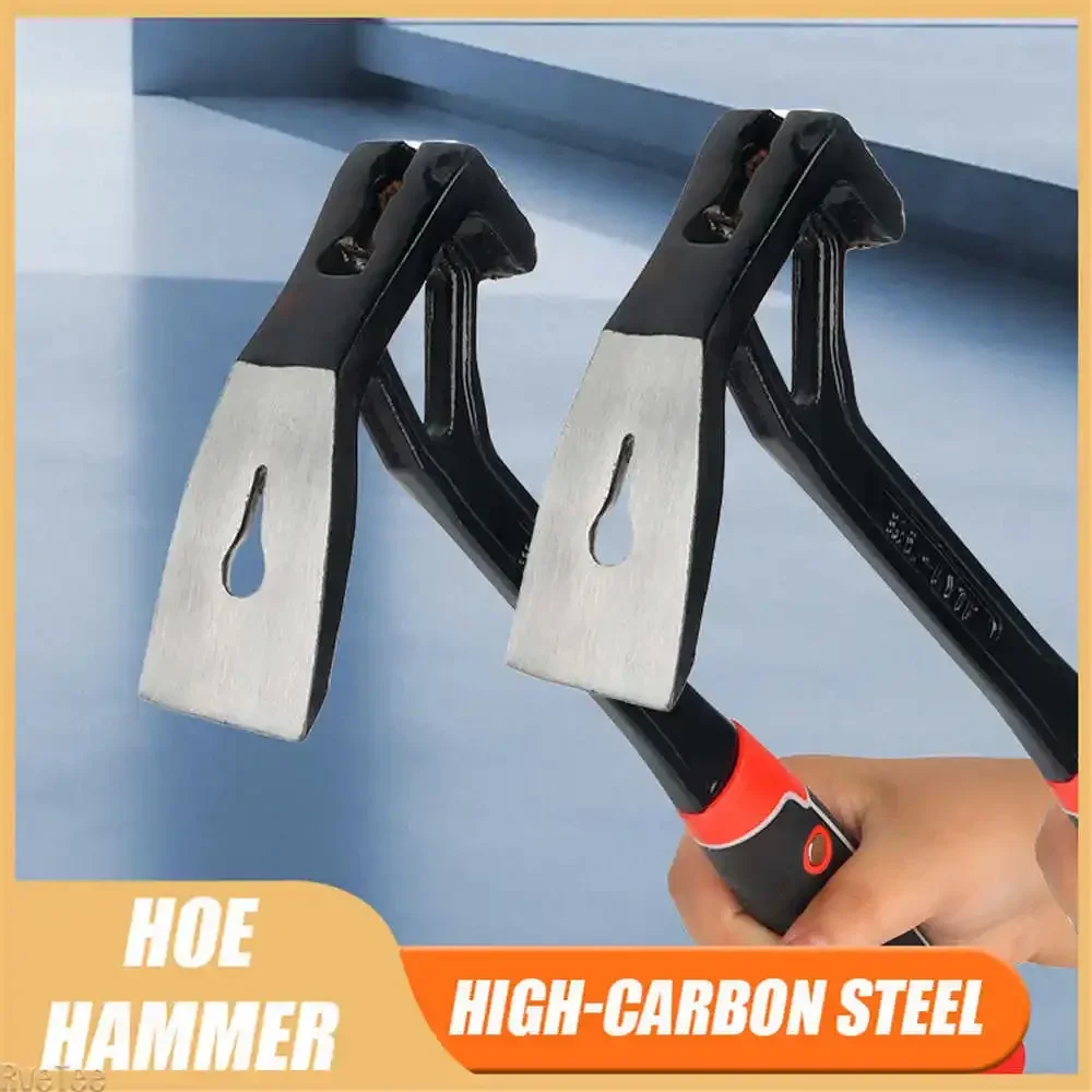 High-carbon Steel Forging Sledge Square Head Hammer with Nail Starter Woodworking Hammer with Ergonomic Shock-Absorbing Handle