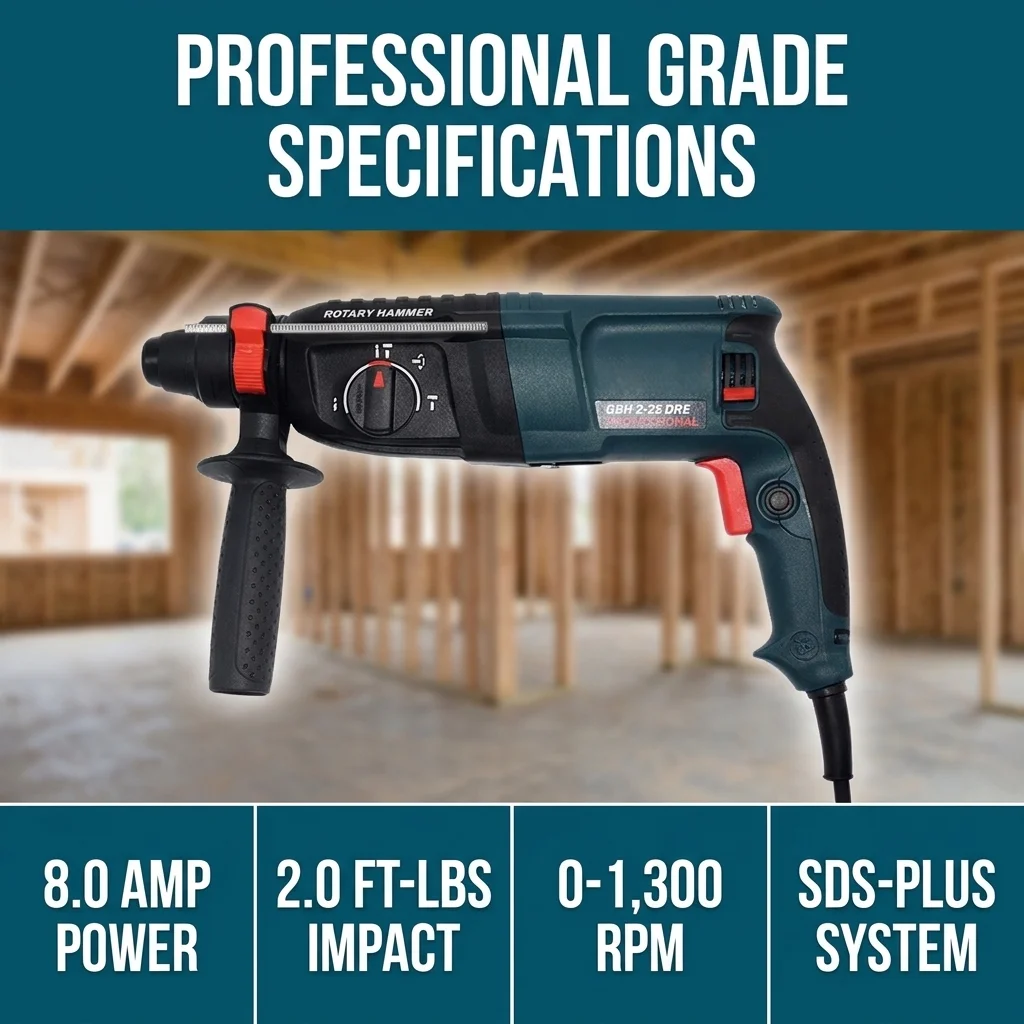 Corded Rotary Hammer Drill, SDS Plus Hammer, 3-in-1 Demolition Drill, Concrete Breaker, Wired Hammer for Brick, Stone Fit Bosch