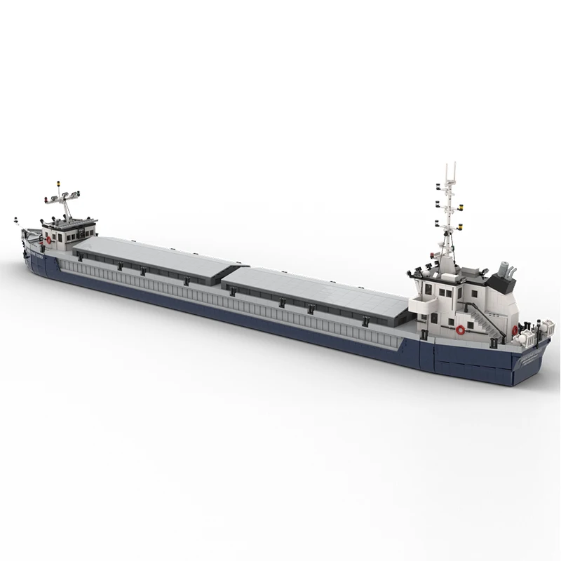 Transportboot Model MOC Bouwstenen Modulair Droog Bulk Barge Modulaire Technologie Geschenken Vakantie Monteer Kinderspeelgoed Pak