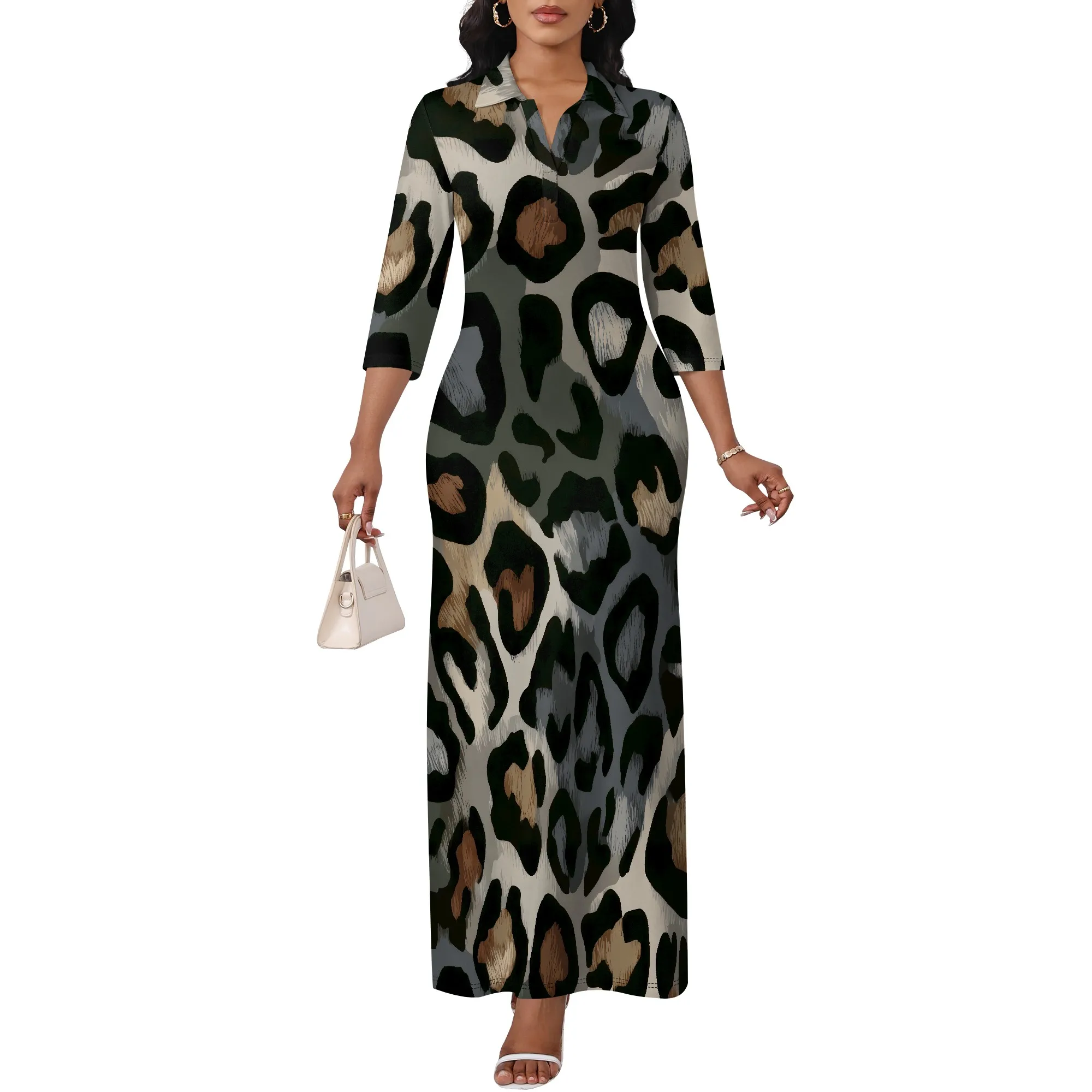 Women's Fall Winter Dresses for Women 2025 Long Sleeve V Neck Work Outfits with Pockets