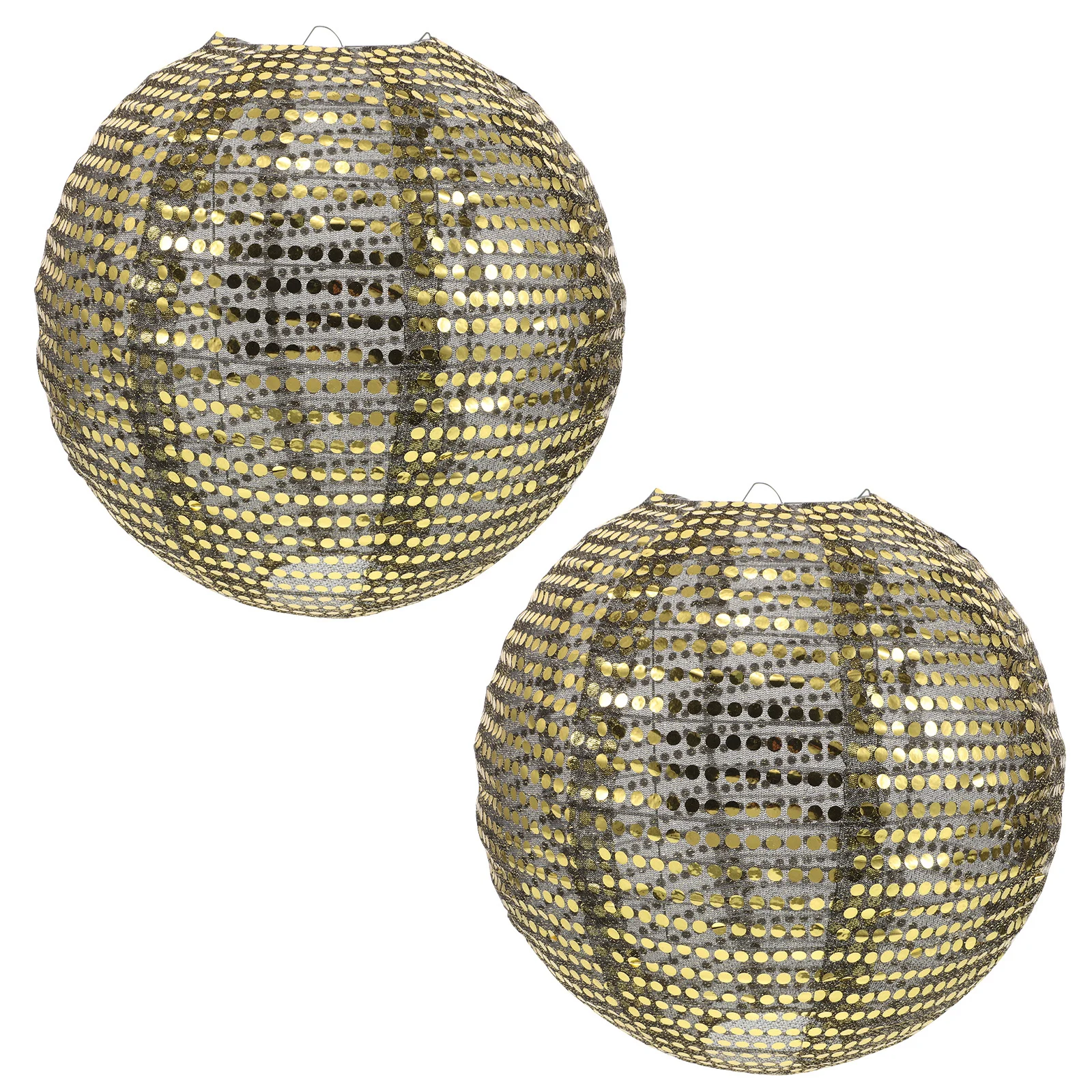

2pcs Gold Sequin Lanterns Round Hanging Globe Lampshade For Disco Party Wedding Birthday Decor Home Event Interior Lighting