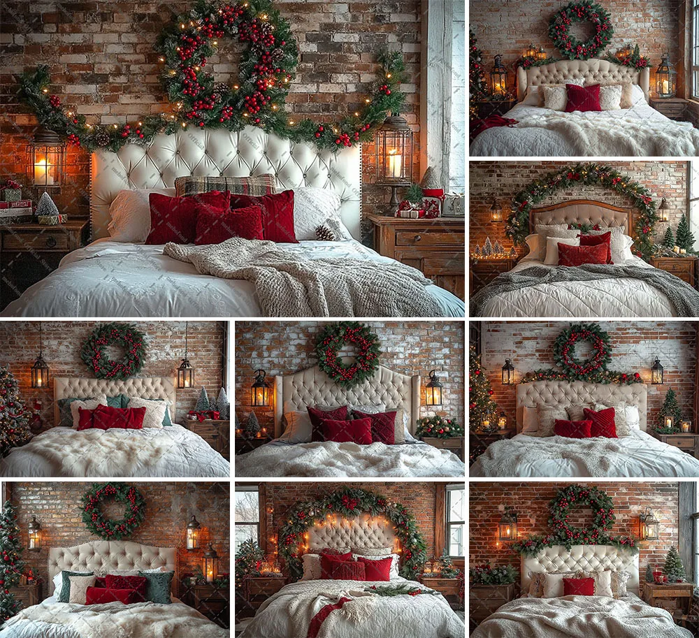 

Фон для фотосъемки Mehofond, рождественский кирпичная стена, белое изголовье, рождественская елка, детский семейный портретный декор, фон для фотостудии