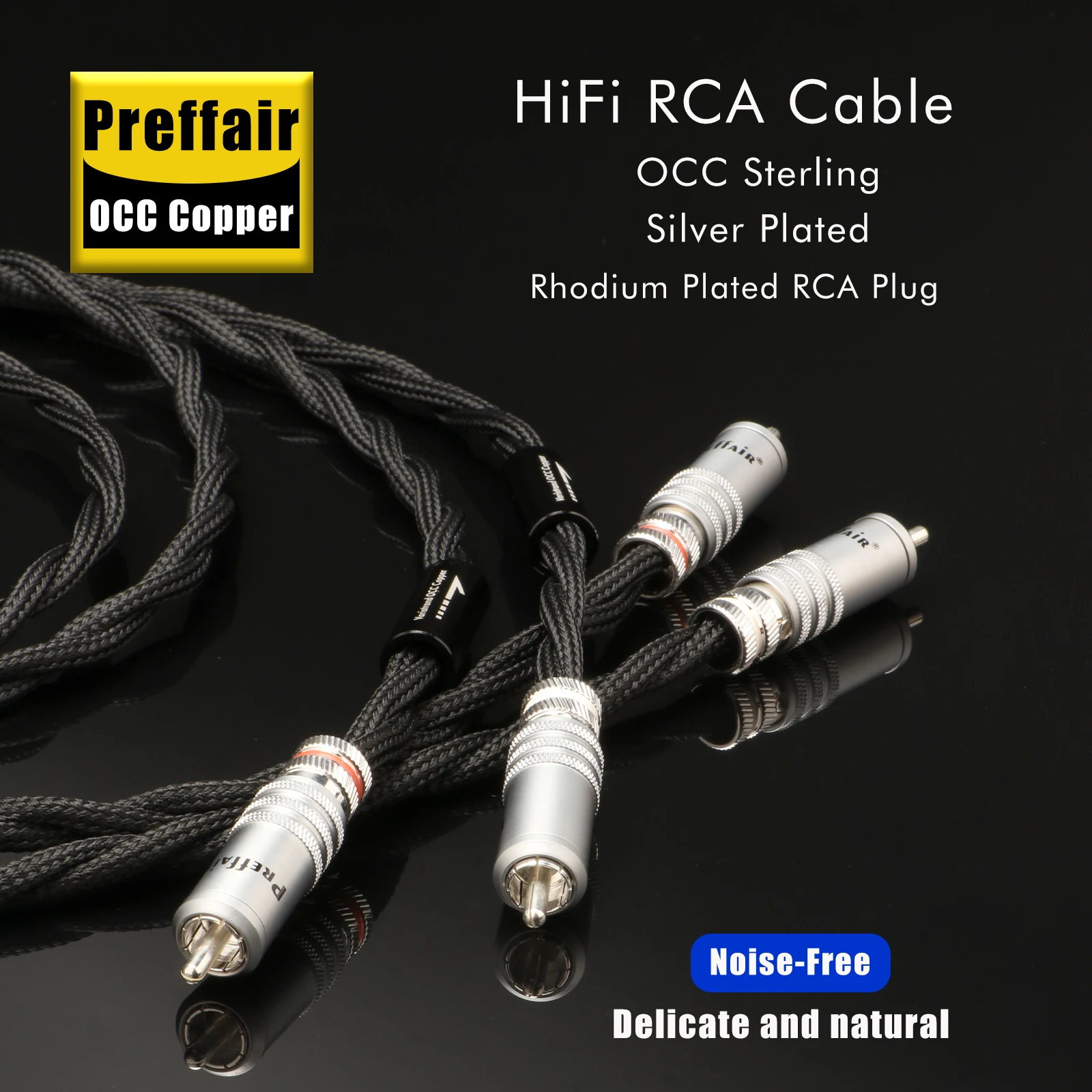Preffair X432 6N Copper Hifi RCA Cable/1 Pair Silver RCA Male Audio Interconnect/ for CD Amplifier Hi-end Sound Syste