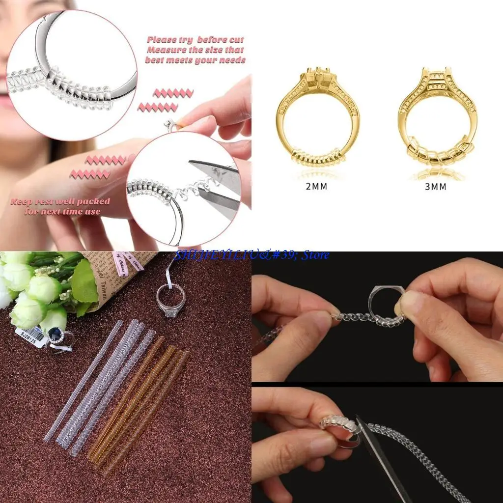 E21F 8 قطعة/مجموعة مجوهرات بحجم صنع المجوهرات الحرس اللوالب البلاستيك المسدود لخاتم حلقة حجم الضابط مجوهرات المسدود