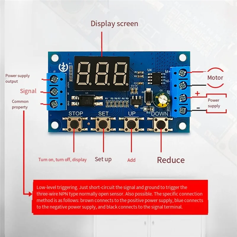 【รายการขายดี】DC 3.3V-15V มอเตอร์ไปข้างหน้าและย้อนกลับ Controller รอบอัตโนมัติ Timing Delay Module สัญญาณ Trigger Brushed M