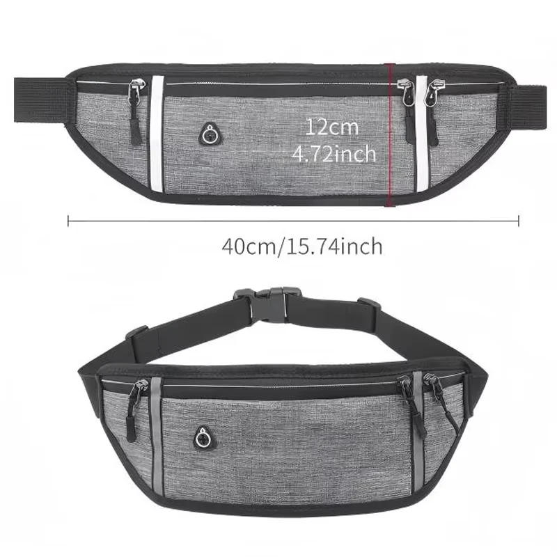 Running Waist Bag Lightweight Waterproof Reflective Strip Waist Fanny Pack Gym Sport Running Waist Pack Adjustable Elastic Strap