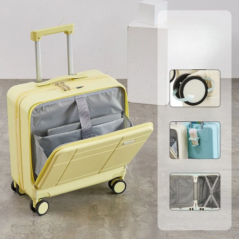 

Front Opening Cabin Suitcase Unisex 20 Inch Silent 360 Spinner Wheels TSA Lock Hard Shell Travel Luggage Suitcases Travel Bags