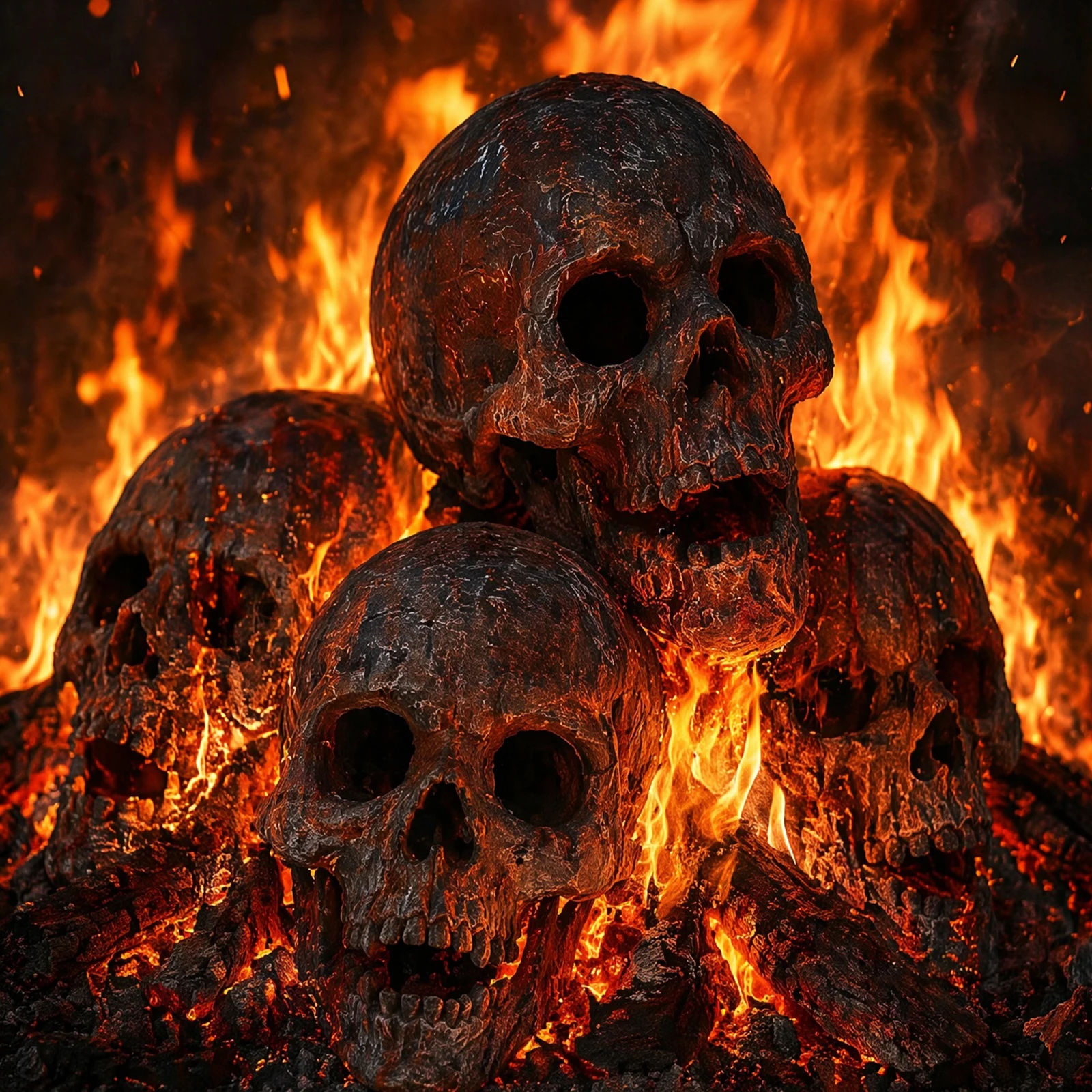 Halloween Skulls Shaped Fire Stones Realistic Shape & Fireproof Ceramic Imitated Human Skull Pit for Bonfire Campfire Fireplaces