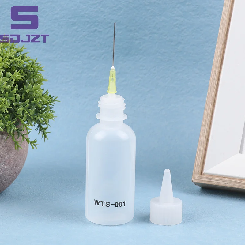 1Pc 50ML WTS-001 Plastic Liquid Alcohol Bottle With Needle For Dispenser Rosin Solder Flux Paste For Phone PCB Welding Repair