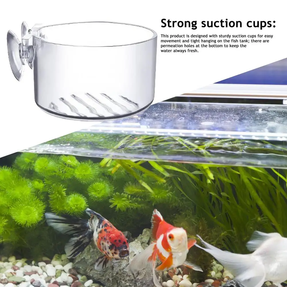 Acryl Wasserpflanze Tasse Aquarium Aquarium Glas Blumentopf mit Saugnapf Fütterungsbehälter Ständer für Aquarium Landschaft – Detail 8