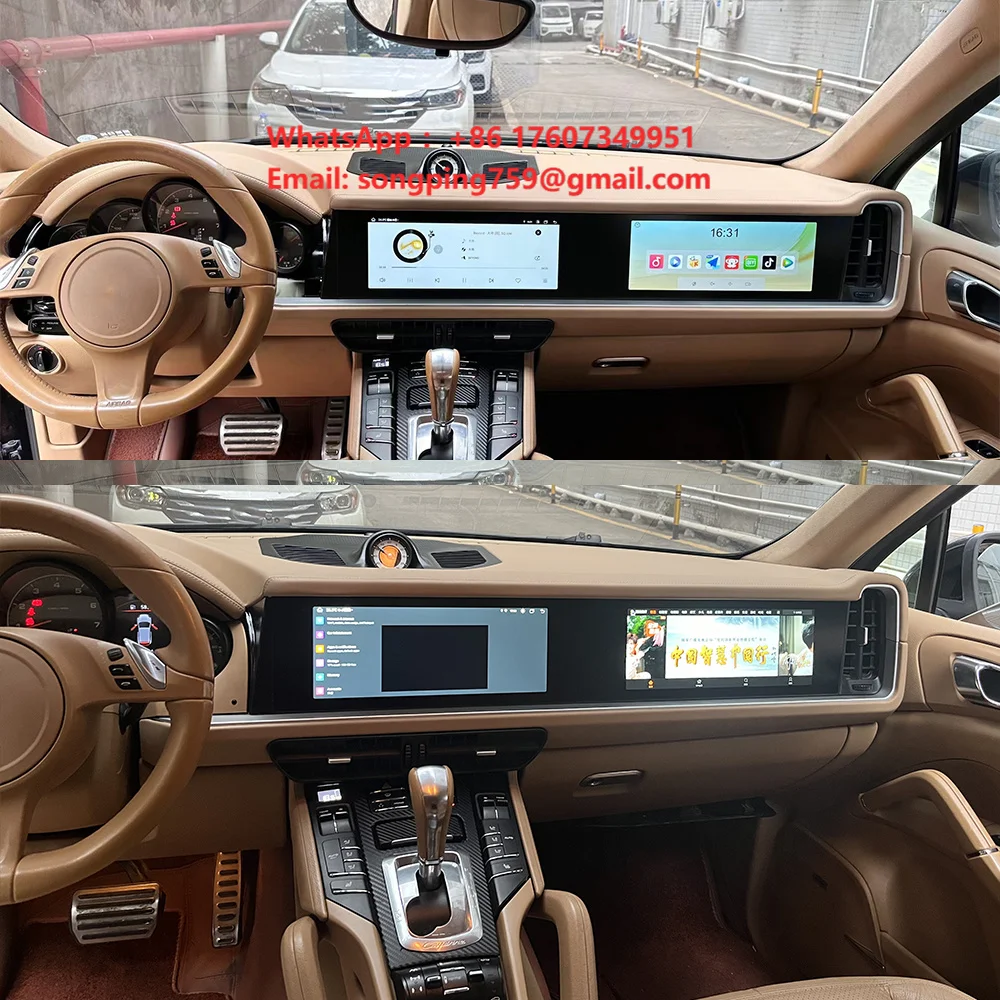 For Porsche Cayenne 2010-2017 Upgrade 2024 Dual Screen GPS Navigation Carplay Auto Multimedia Car Radio Player Stereo Head Unit