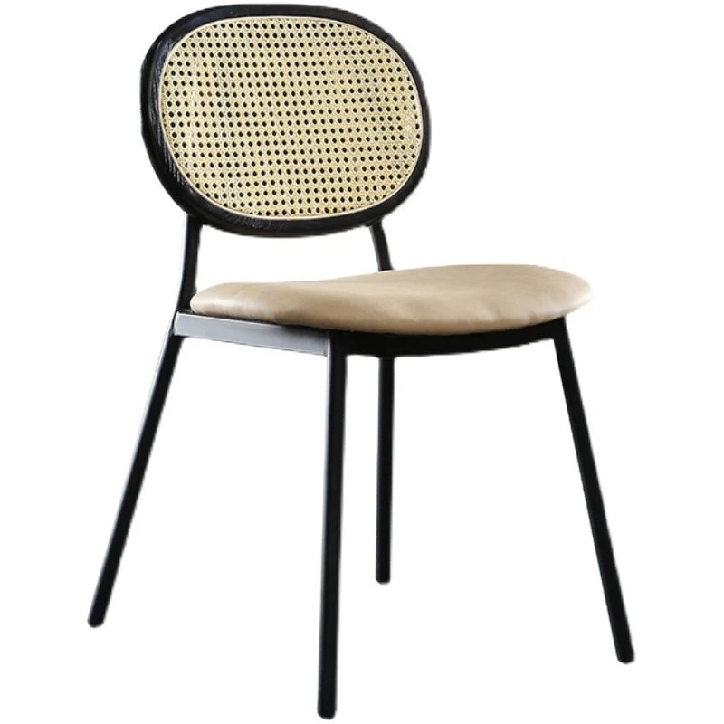Nordic rattan dining chair backrest wrought iron chair makeup  computer