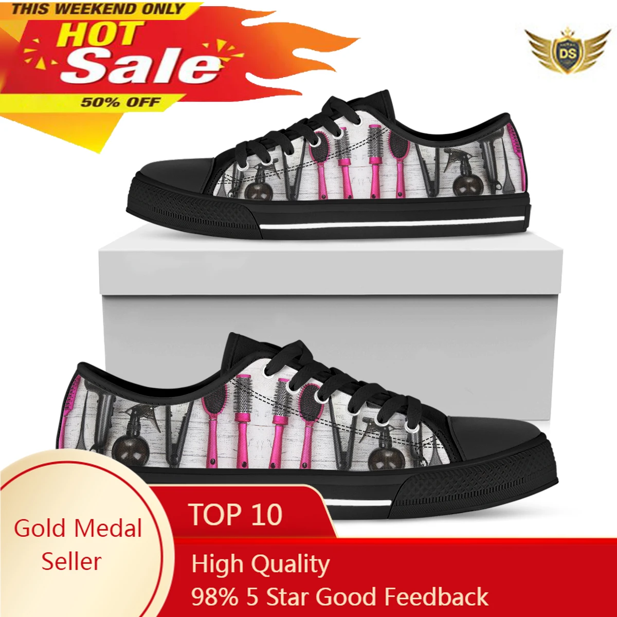 

Hairstylist Design Women's Sneakers New Spring Canvas Lace-Up Vulcanized Shoes Breathable Black White Casual Flat Shoes