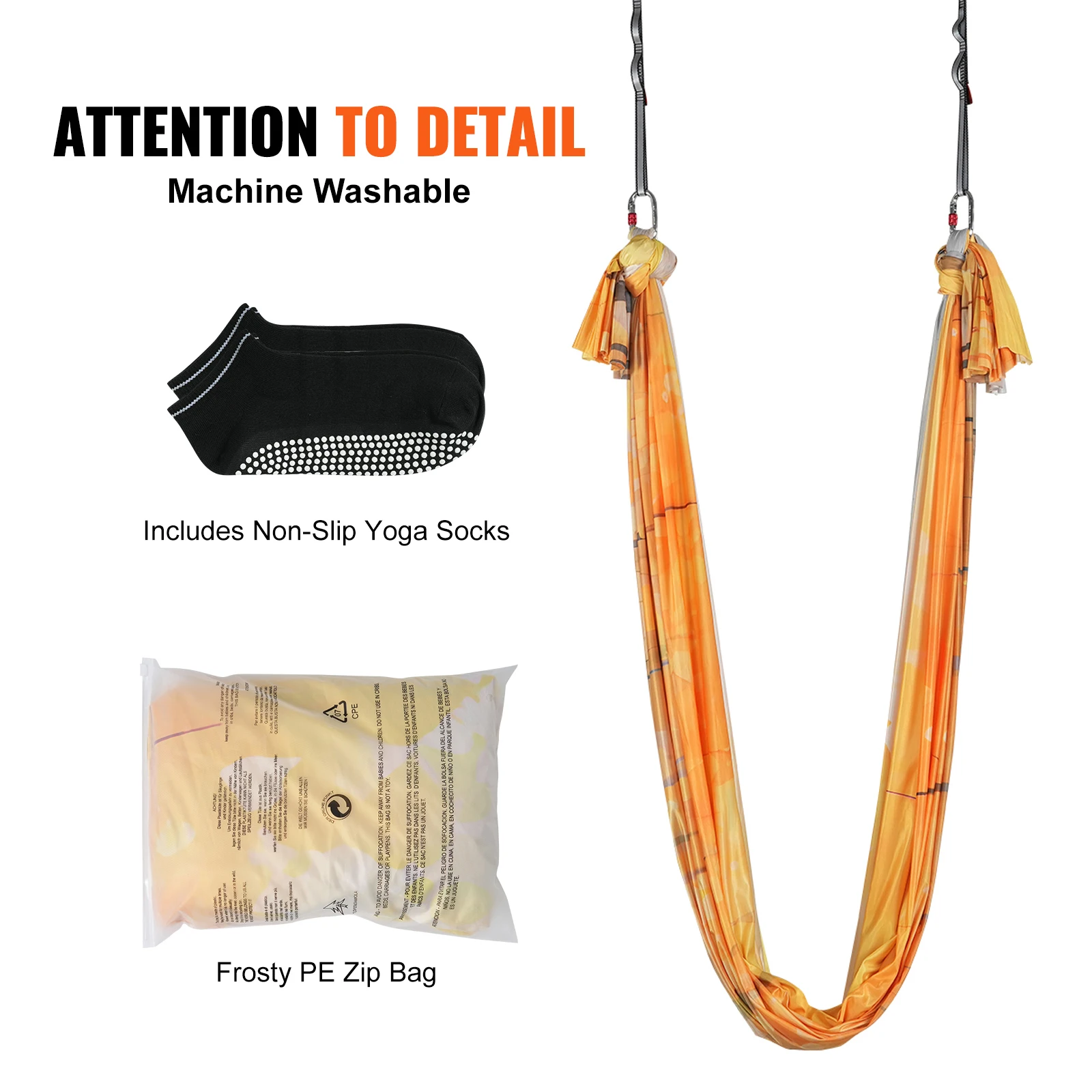 VEVOR 5.5 Yards Aerial Yoga Hammock & Swing Nylon Fabric Full Rigging Hardware for Antigravity Yoga Fitness Bodybuilding