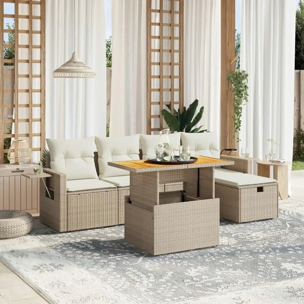 

Cozy Beige Outdoor Garden Sofa Set with Cushions for Patio Deck and Balcony Furniture