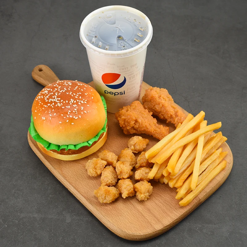 Simulation Food Fake Burger French Fries Fried Chicken Wings Egg Tart Food Children Toys Window Restaurant Hotel Display Props
