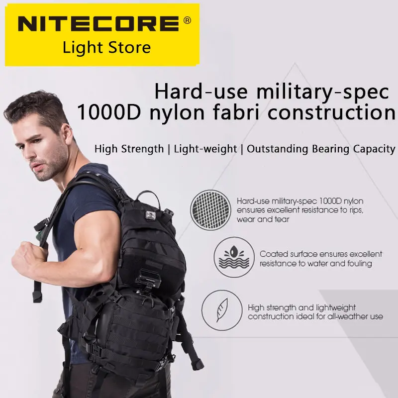 Genuine Nitecore BP20 20L Travel Backpack Commute Bag 1000D Nylon Trekking Hunting Fishing Tactical Rucksacks Molle System Ponch