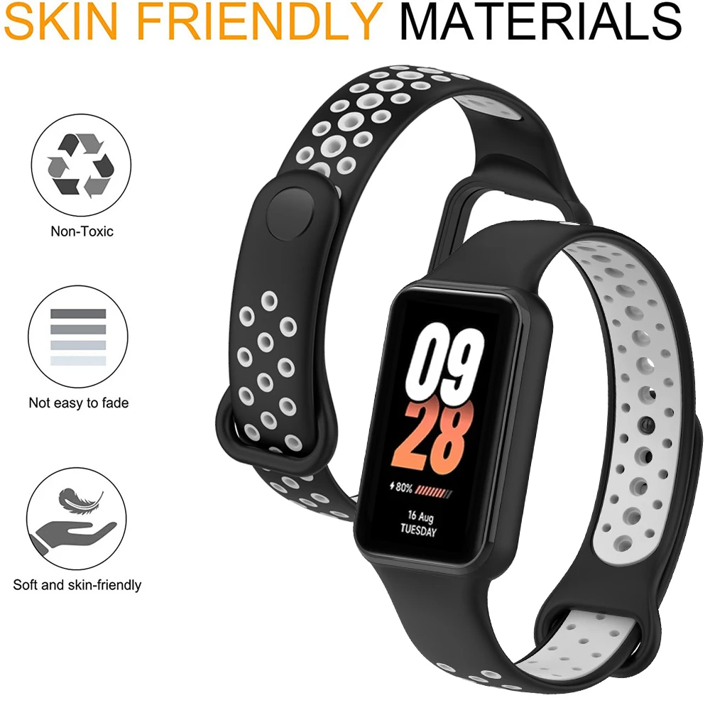 Correa de silicona de repuesto para Xiaomi Smart Band 8, correas de reloj activas, correa transpirable para Redmi Smart Band 2, pulsera