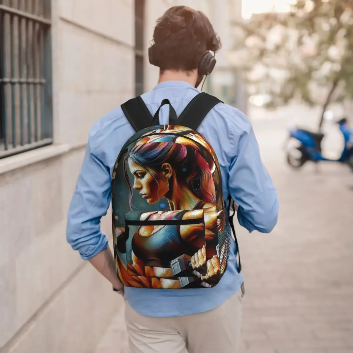 Women's Fitness Themed Gym Backpack Student BookBag Kids School Bag Computer Shoulder Bags for Men Women