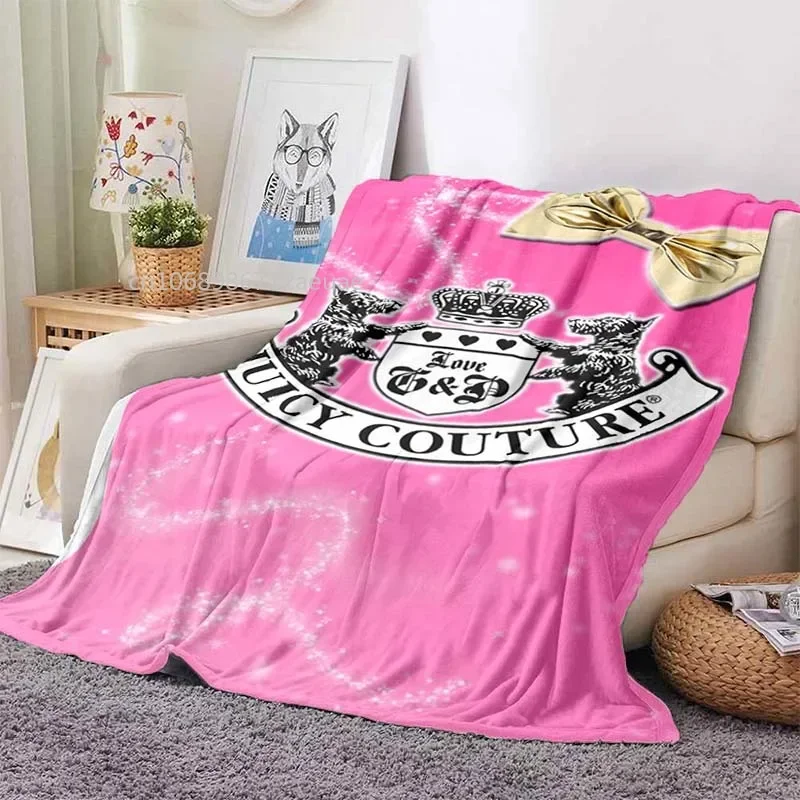 Juicy Couture Fashion Brand Blanket Flannel Bed Throw Soft Printed Bedspread Sofa Girls Blanket