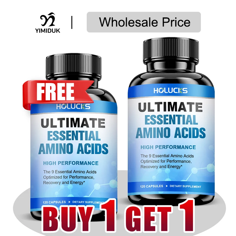 

Капсулы HOLUCKS с 9 незаменимыми аминокислотами и витамином B6, способствующие росту мышц, здоровью сердечно-сосудистой и нервной систем для мужчин и женщин