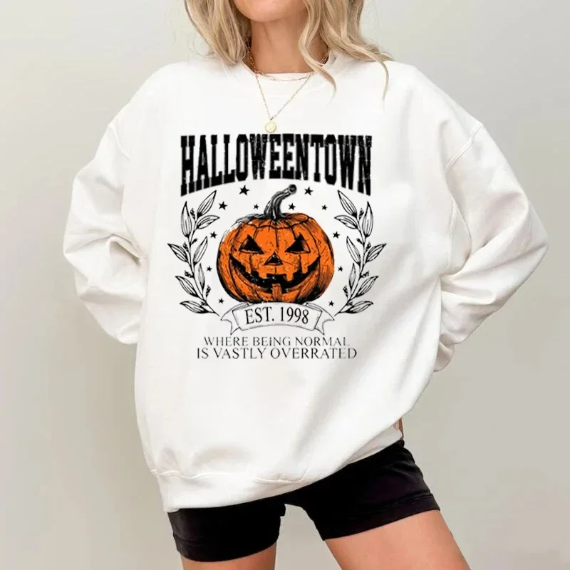 Halloween Sweatshirt for Women Halloween Town Est 1998 Sweatshirt Horror Season Pullover Retro Halloween Gift, Fall and Winter