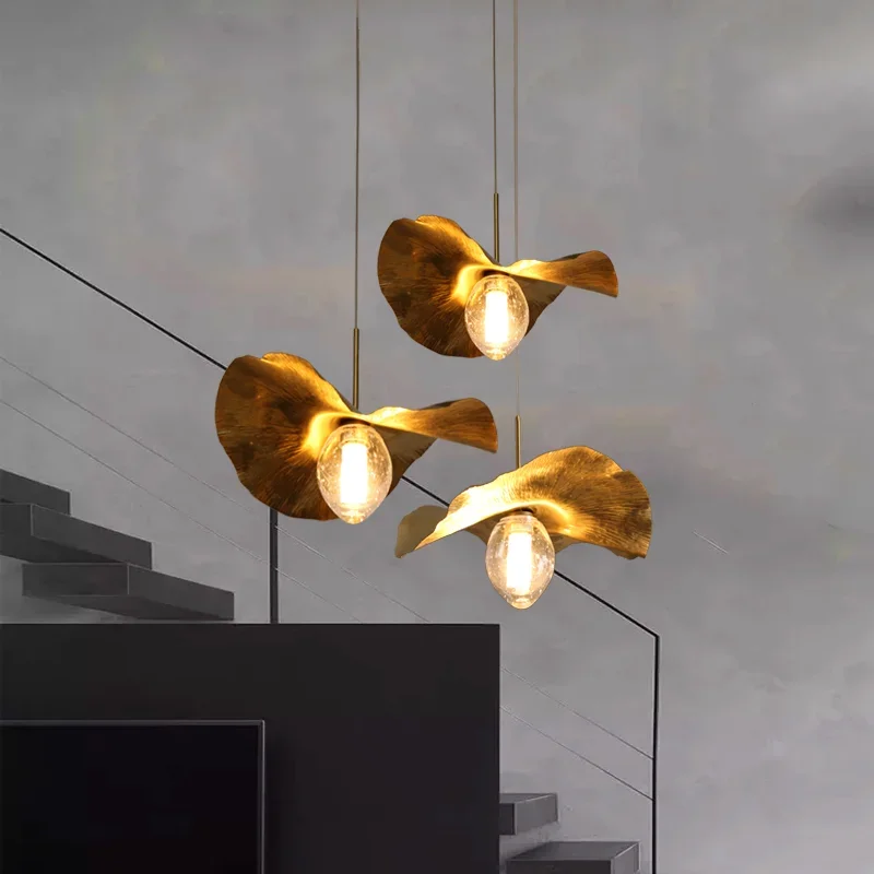 Nordic modern chandelier pendant light kitchen lotus ceiling lamp living room lightning cuisine copper home bedroomdecorativos