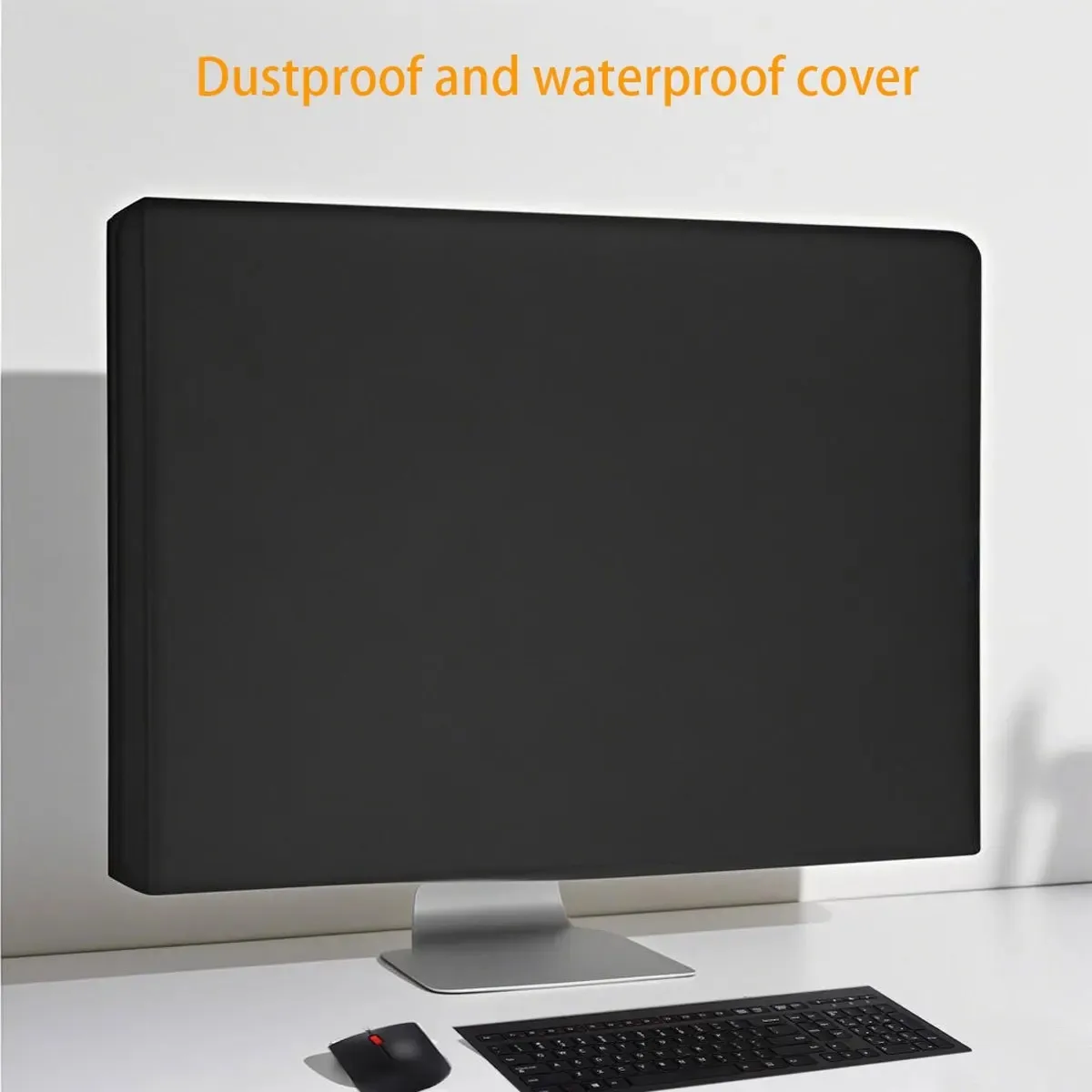 Black Computer Monitor Dust Cover, Waterproof, Scratch-Resistant and Wear-Resistant High-Quality Dust Cover, One Set