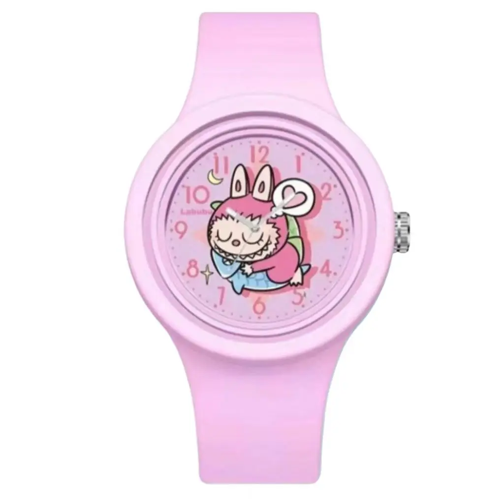 Kado ulang tahun ของเล่นเด็กเด็กหญิงเด็กชาย Jam Tangan Digital อนาล็อกสายรัดซิลิโคนทรงกลมตัวการ์ตูนตุ๊กตาเด็กแบบใหม่