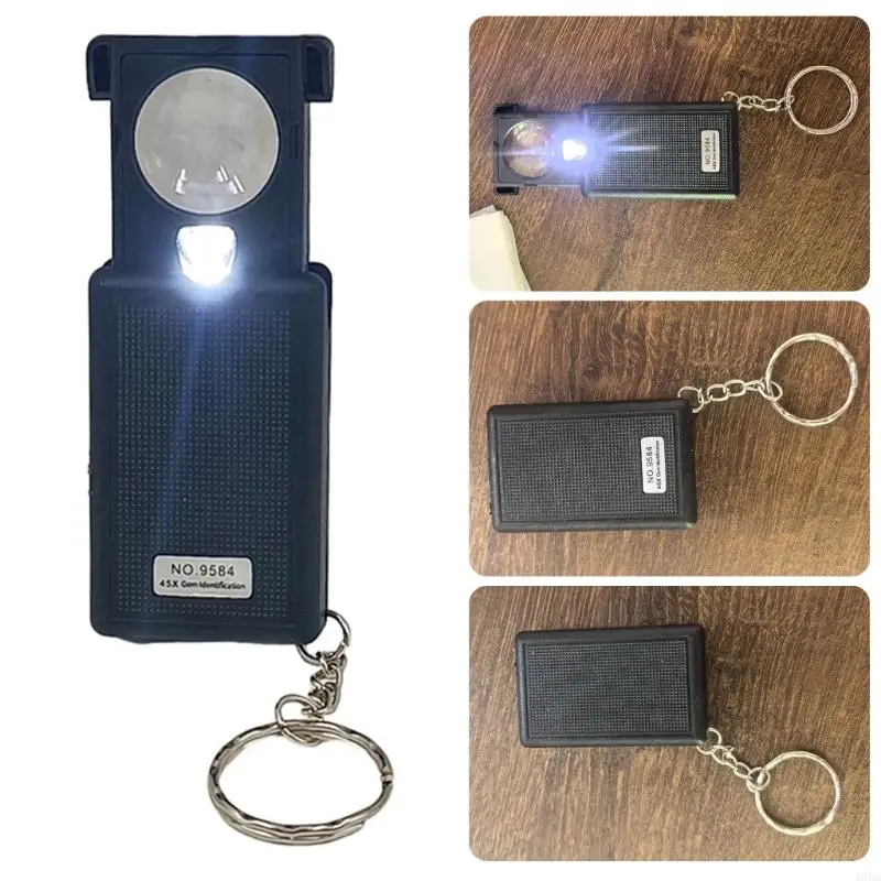 ABS Magnifier Including High Power 45X Lens And LED Light Keychain Attachment