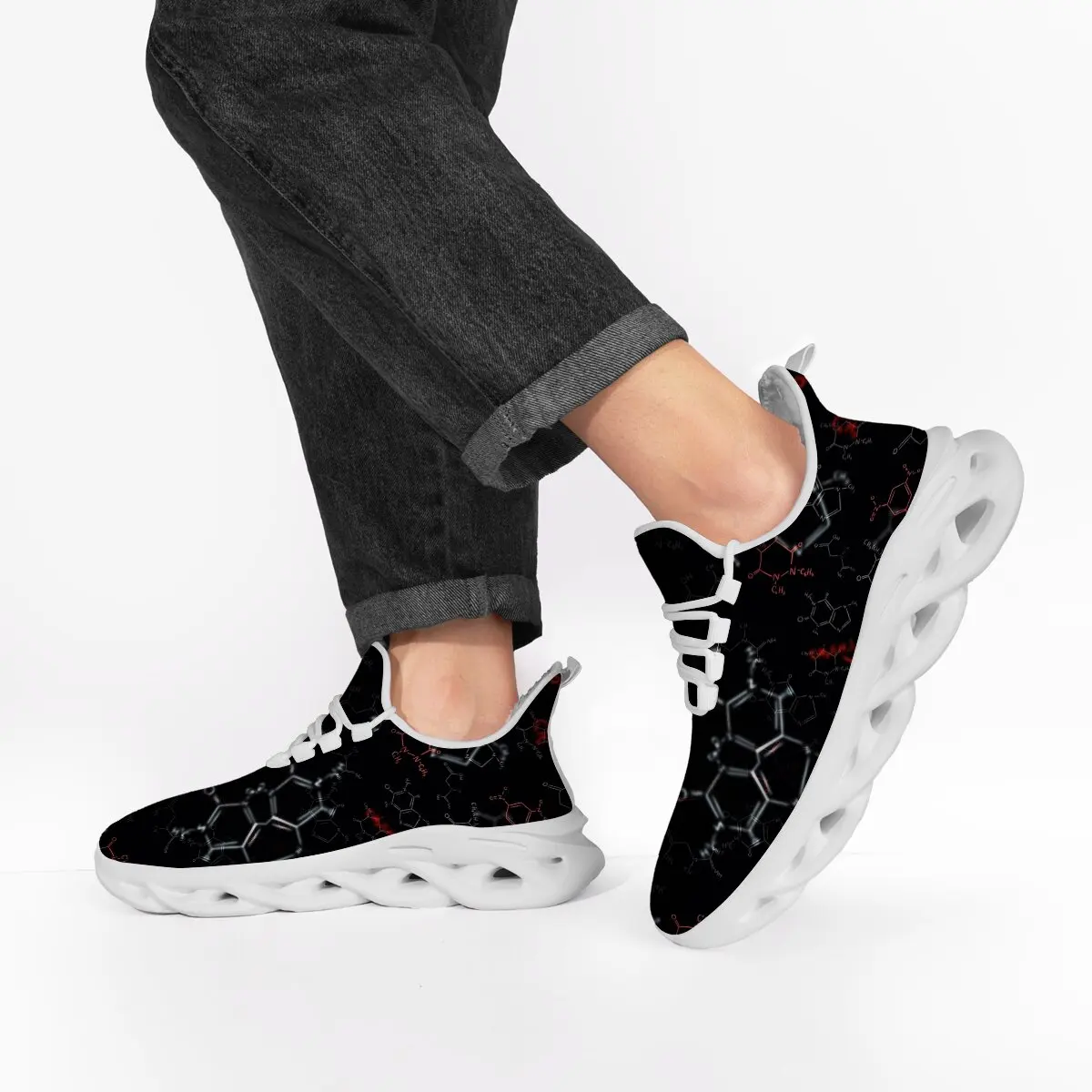 

Мужская повседневная обувь, кроссовки, мужские и женские кроссовки, спортивная обувь на флисовой подкладке с рисунком химической молекулы, спортивные легкие туфли на плоской подошве