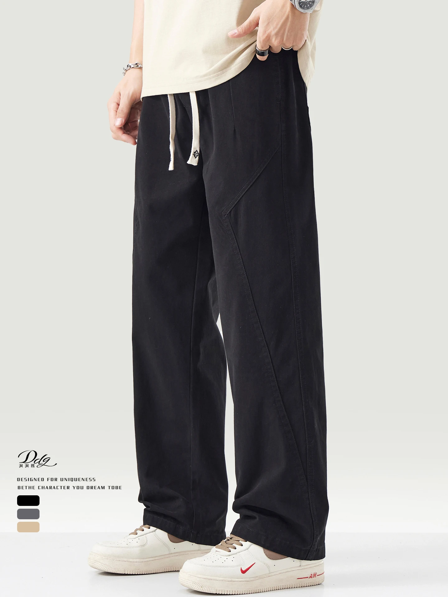 

Мужские летние тонкие свободные повседневные брюки American High Street для подростков, цветные простые модные свободные брюки, прямые брюки...