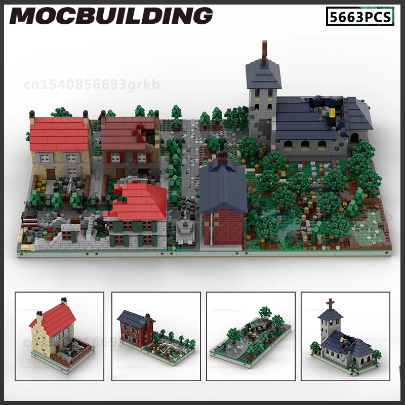 MOC Building Blocks Modern Military Battlefield War Scenes Broken House DIY Bricks Model Christmas Present Birthday Gifts Toys