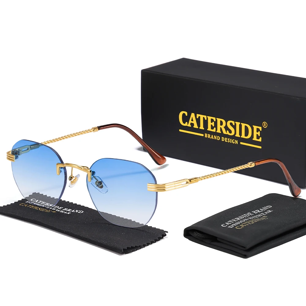 

Солнцезащитные очки CATERSIDE: новые, унисекс, люксовые, без оправы, круглые, с градиентными линзами, премиальная золотая металлическая оправа, защита UV400, для активного отдыха, вождения и вечеринок