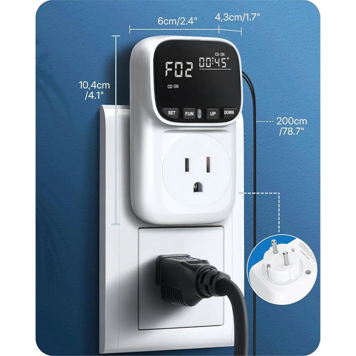Digital Temperature Controller Outlet, 15A/1800W Heavy Duty, VA LCD Display, Heating/Cooling Control US Plug