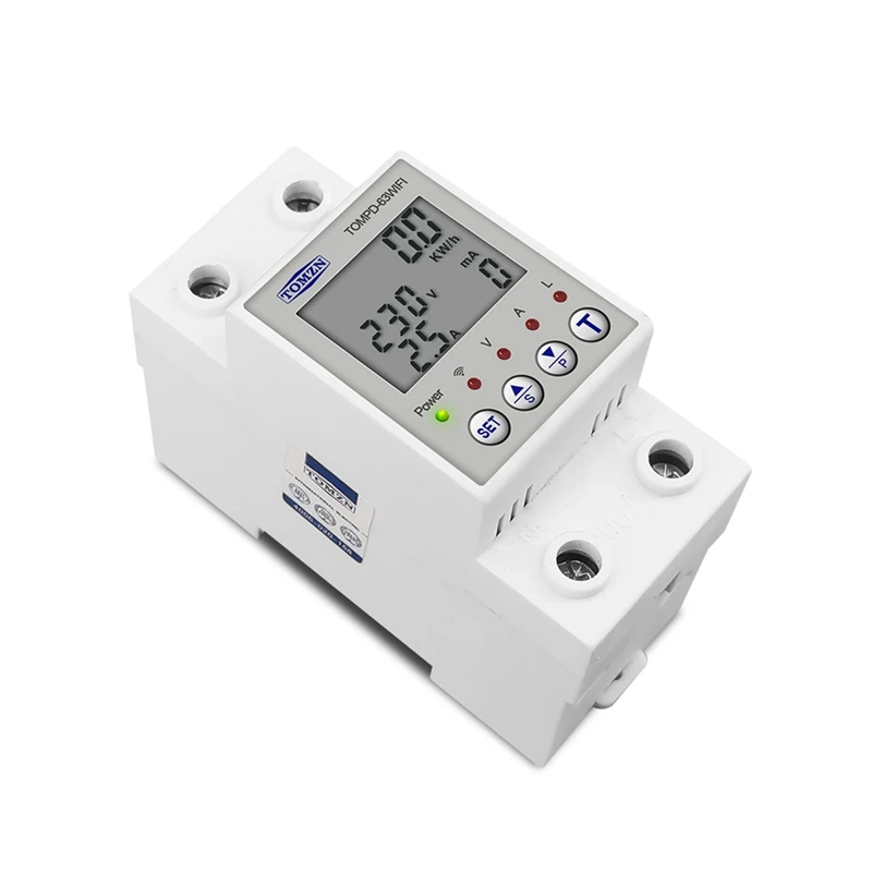 

TOMZN Reclosable TUYA 63A 85-300V 220V Metering Timer WIFI Circuit Breaker With Voltage Current Leakage Protection