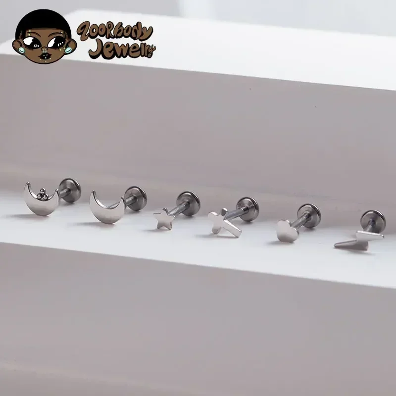 g23-Титановый-пирсинг-козелка-в-форме-сердца-16-г-oreja-moon-lightning-stud-pircing-nariz-conch-Хрящ-Спираль-Серьги-labret-Ювелирные-изделия