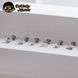 G23 Titanium Tragus Piercing Heart 16G Oreja Moon Lightning Stud Pircing Nariz Conch Cartilage Helix Earrings Labret Jewelry