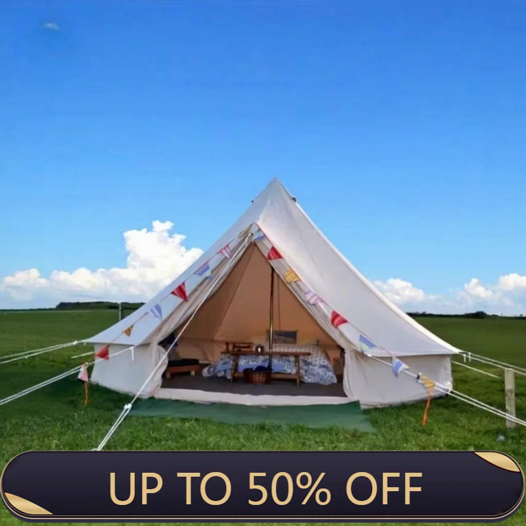Double Layer Bell Yurt Tent Windproof Rainproof Warm Portable Four Season Camping Shelter