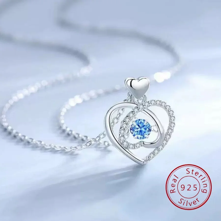 

Ожерелье с подвеской в форме сердца из стерлингового серебра для женщин, нишевый дизайн, нежные и вневременные классические серебряные украшения