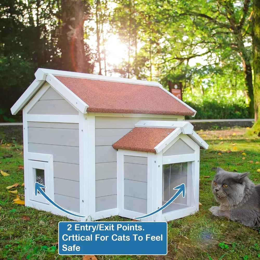 Imagem -03 - Casa Exterior Intempéries para Gatos Recinto com Telhado Aberto Produtos para Animais Canil Inverno