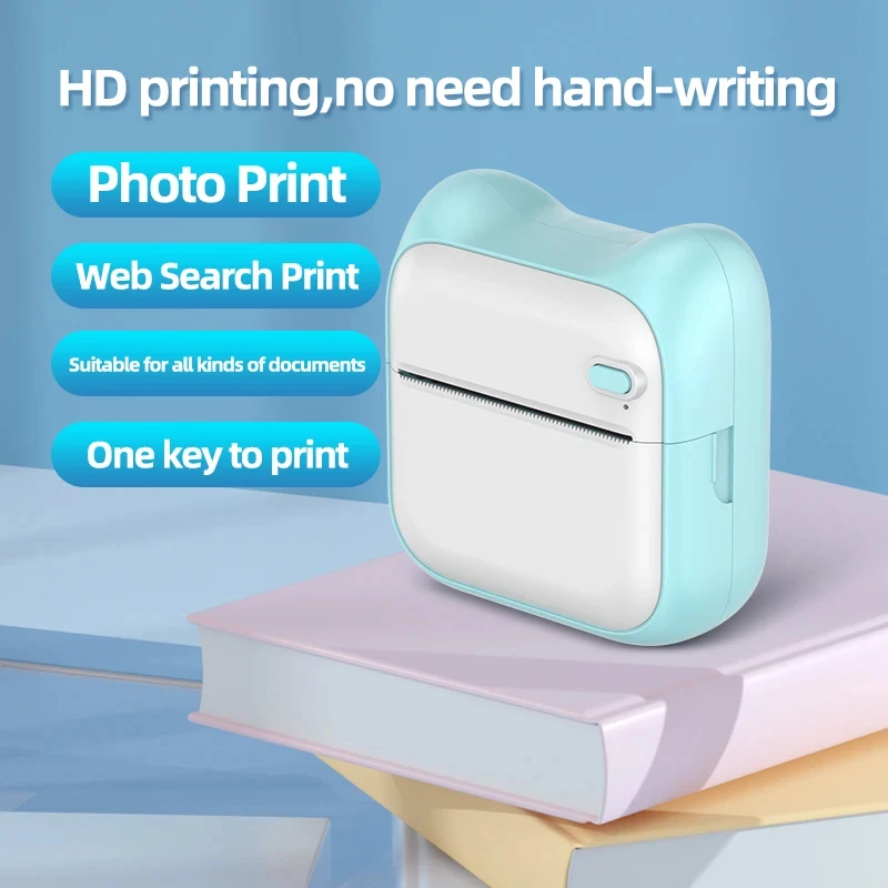 Portable MINI Wirelessly Bluetooth Printer Student Pocket Inkless Photo Label Memo Wrong Question Thermal Printer child Gift