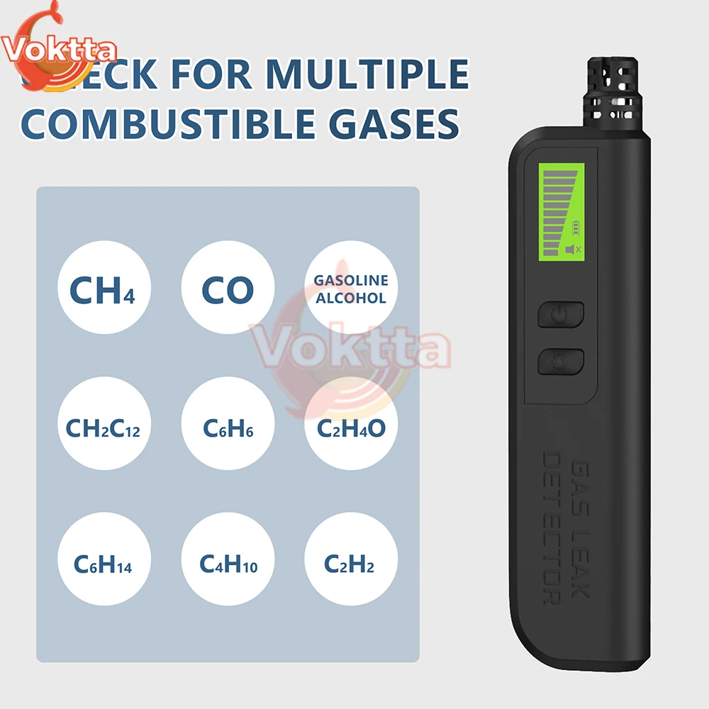 Portable Natural Gas Leak Detector 50~1000PPM Gas Sensitive Sensor Combustible CO Alcohol Methane Analyzer Buzzer Alarm Sound