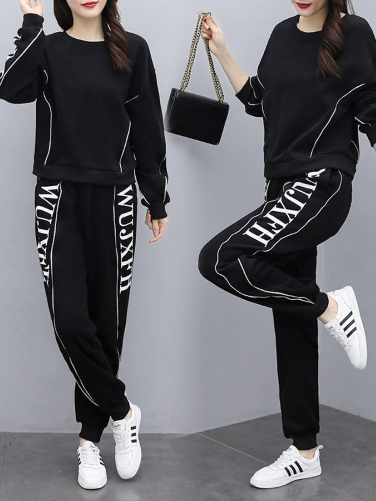 Fashionable Casual Sportswear Set Large Size Women's Loose Top Slimming Two-Piece Set Spring Autumn New Style Streetwear image 4