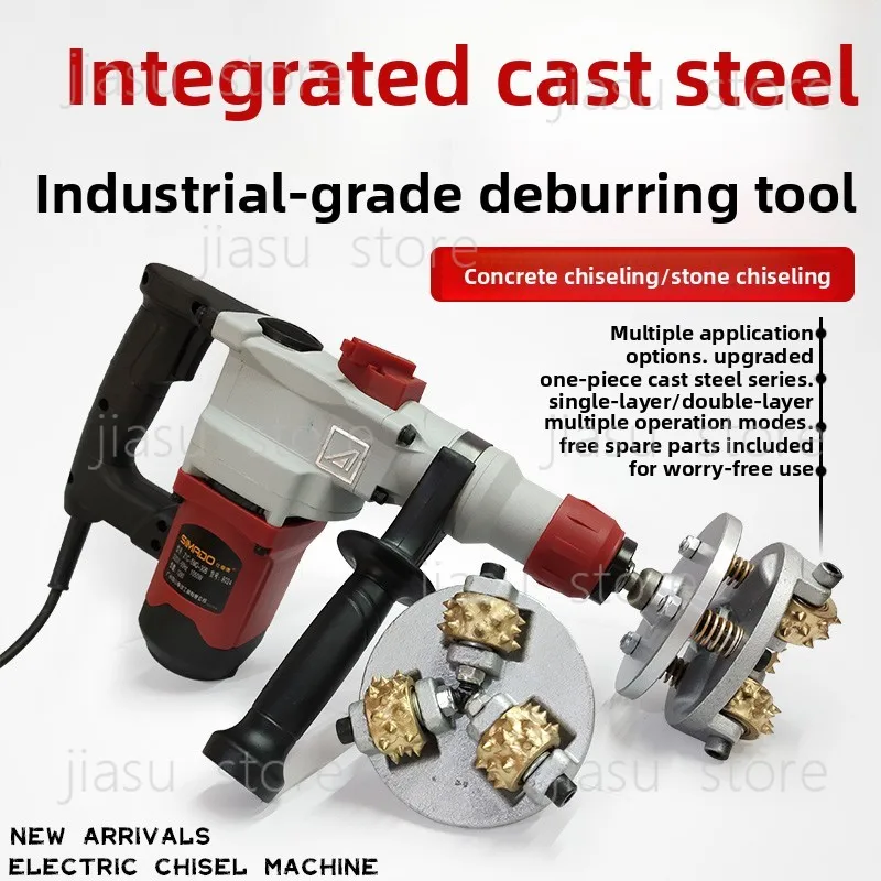 Electric Concrete Chipping Hammer Machine, Texturing Tool for Wall Floor Bridge Deck with Alloy Bush Hammer Head
