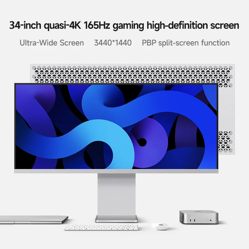 

Aluminum Alloy Material 34inch Quasi 4K 165Hz E-sport Monitor 1ms Anti Glare Display with 96%P3 Color Gamut Built in Speakers