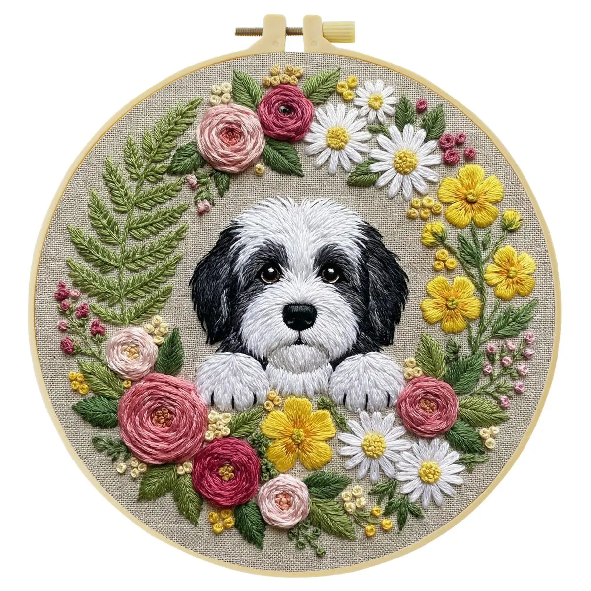 1 Stück 20X20CM/15X15CM 7,87/6,3 Zoll Hundestickerei-Starter-Kit DIY-Kit DIY-Stickerei-Set Handarbeiten Heimdekoration – Detail 3