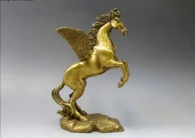 Elaborate Chinese Brass Brass Animal Pegasus Greek Mythology Winged Fly Horse StatuE